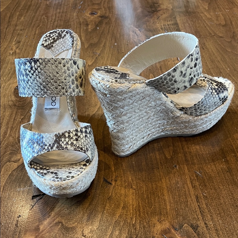 JIMMY CHOO Brown Snakeskin Sandal Espadrilles 36 - Picture 1 of 6